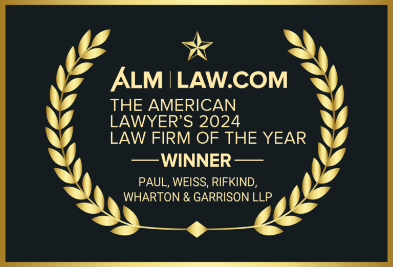 Paul, Weiss Named Law Firm of the Year by The American Lawyer